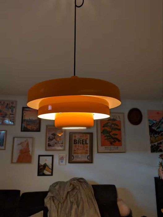 Lampa abażur pomarańczowa metalowa