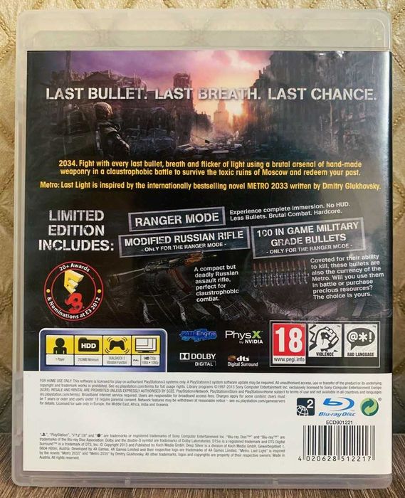 Метро Metro Last Light Limited Edition для Sony Playstation 3 (PS3)