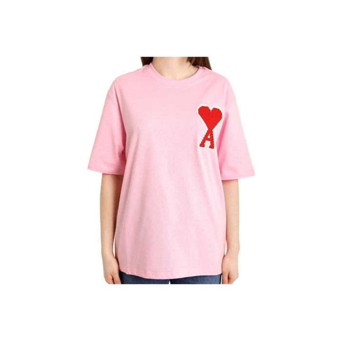 Футболка AMI Paris Ami De Coeur T-Shirt Patch Pink Red Heart