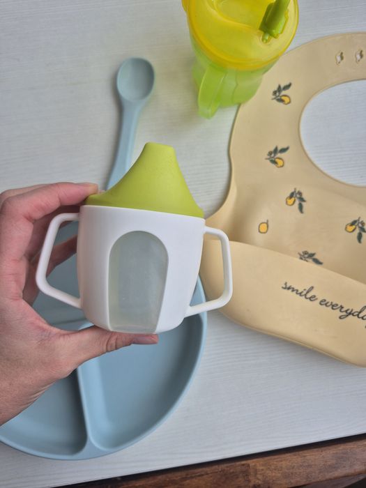 Тарілка силіконова для прикорму нагрудник ложка поїлка ikea baby team