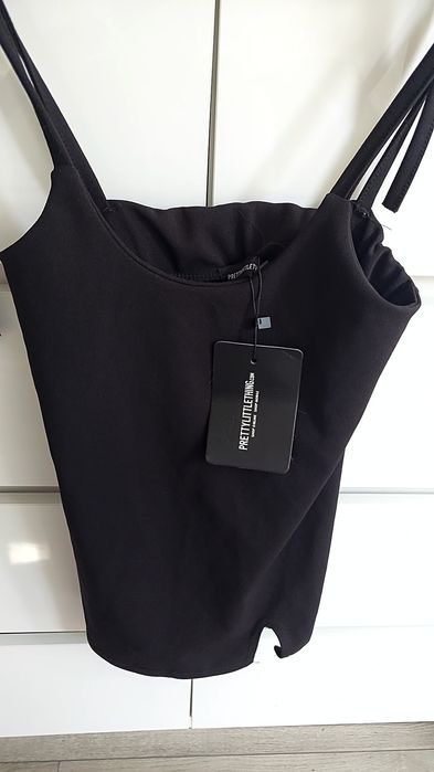 Czarna spódniczka mini w stylu ogrodniczki dungaree skirt wiązana S