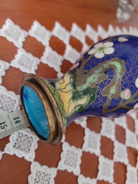 Wazonik Cloisonne mosiądz emalia