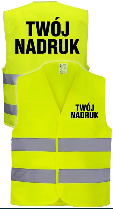 Kamizelka odblaskowa z własnym nadrukiem 5 rozmiarów 2 kolory NOWA EXP