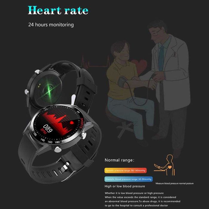 SmartWatch Lemfo F23L kroki, ciśnienie, powiadomienia, IP67