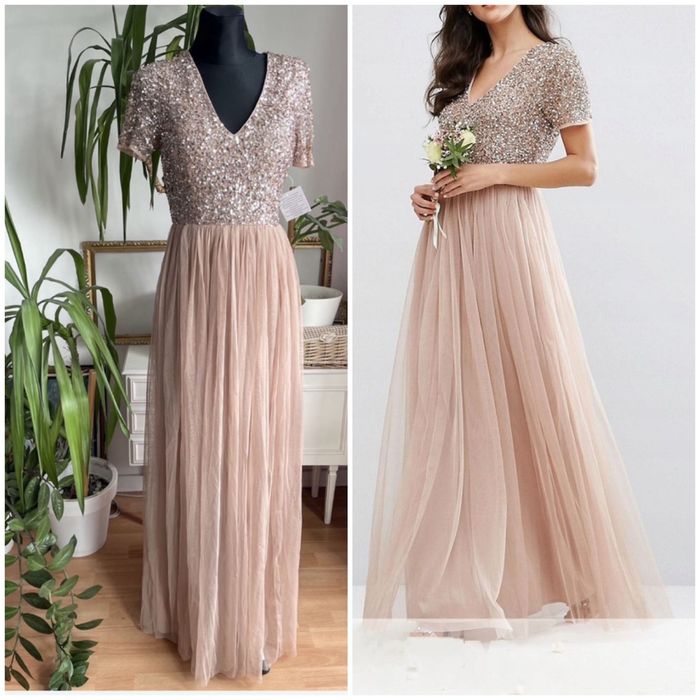 Maya deluxe cekinowa sukienka maxi tiulowa M 38 L 40