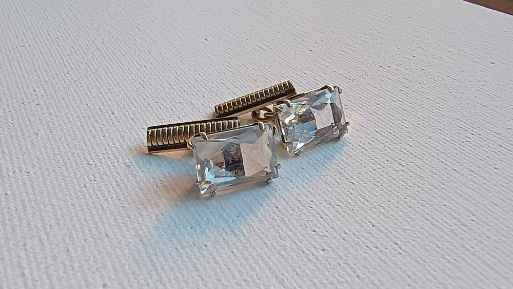 Piękne srebrne spinki do mankietów, kryształ górski,s.875, ZSRR