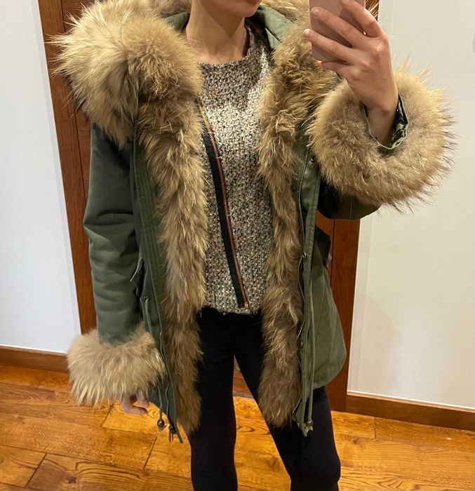 Parka z naturalnym futrem rozmiar M