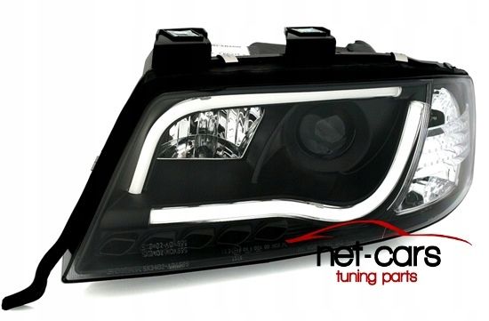 Reflektory Lampy przód AUDI A6 C5 01- TUBE LIGHTS NEON czarne