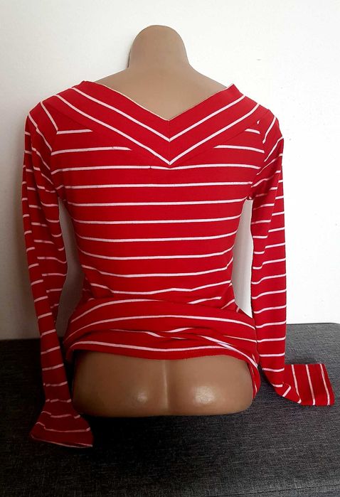 CZERWONA Bluzka  w białe paski