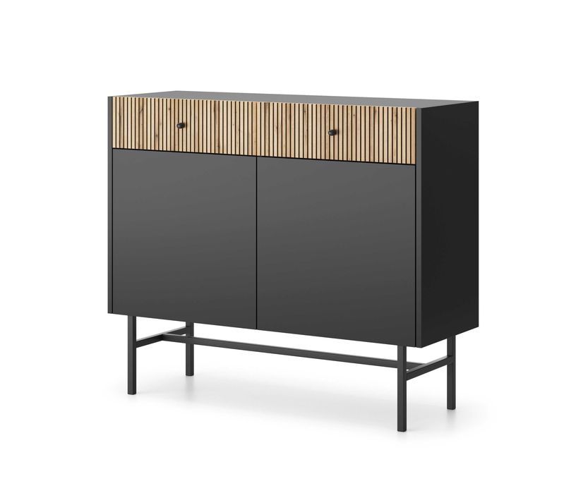 Komoda czarna dąb 104 cm DIVA 2D2SZ - wyprzedaż