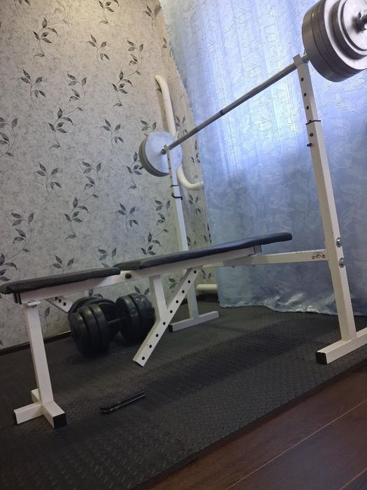Штанга+лавка+гантелі