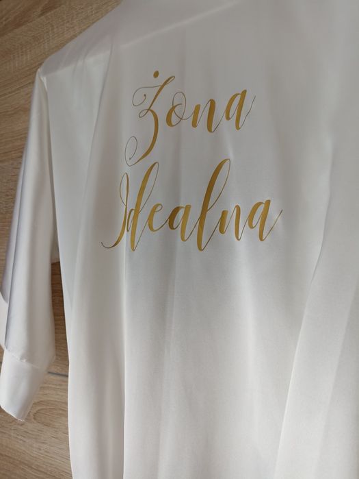 Szlafrok ślubny Żona Idealna złoty napis
