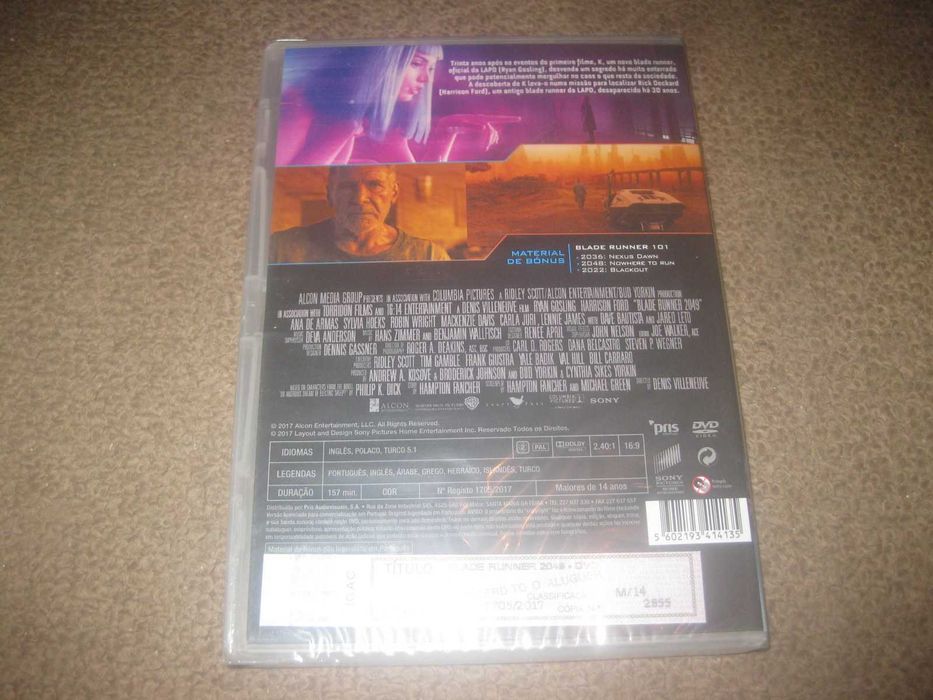 DVD "Blade Runner 2049" com Ryan Gosling/Selado/Raro!