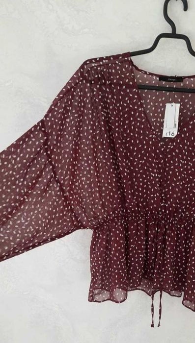 Бордова блузка в горошок. 2xl-3xl