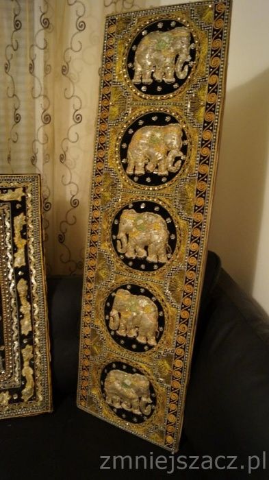 Obraz Arras Słonie , płaskorzeźba z setek cekinów