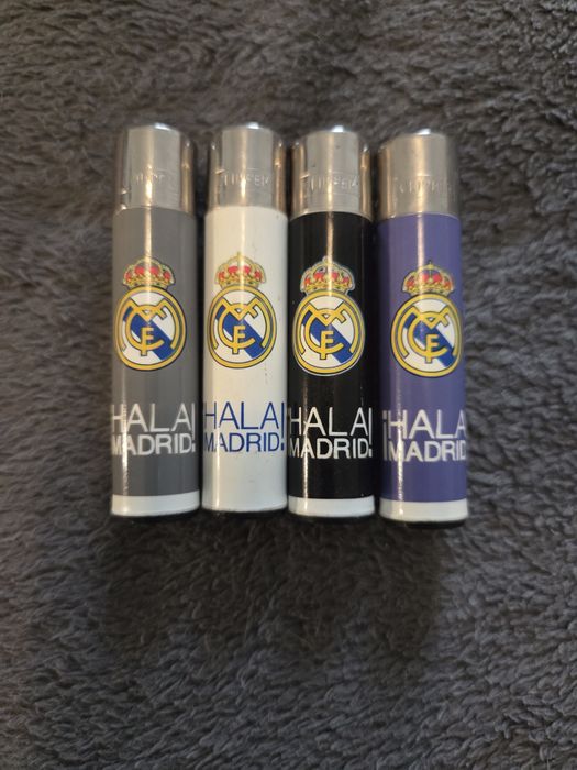 Lote 4 Isqueiros Clipper Real Madrid - Coleção "Hala Madrid"