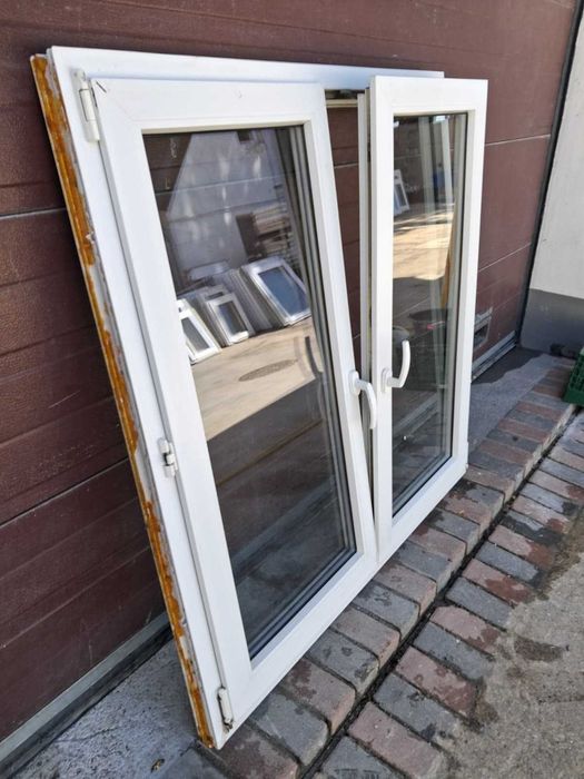 Okno dwuskrzydłowe 128x127 pcv plastikowe okna białe DOWÓZ CAŁY KRAJ