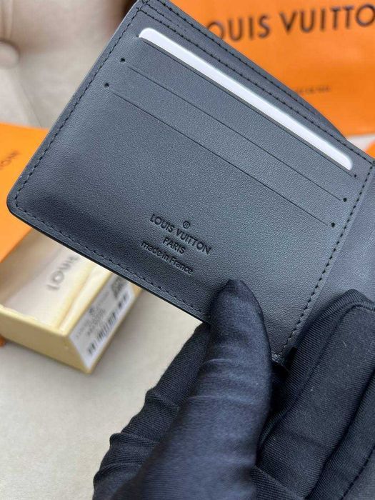 Кожаный черный бумажник Louis Vuitton кошелек Луи Виттон k423