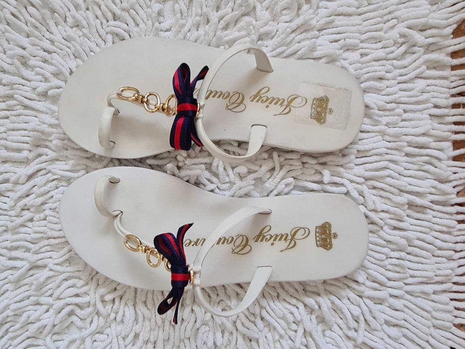 Klapki JUICY COUTURE r. 37 dziewczęce, damskie białe japonki