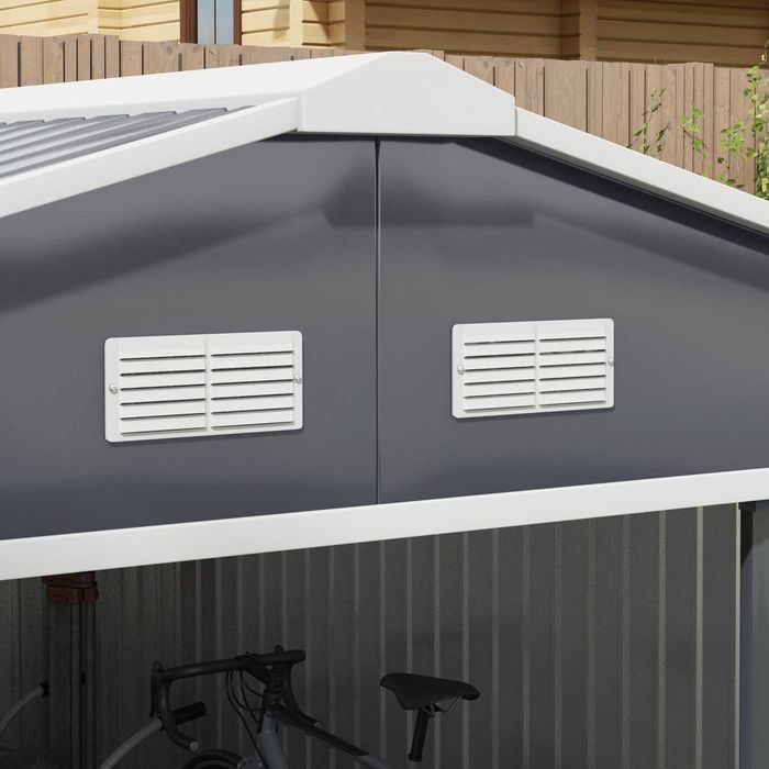 Abrigo de jardim grande 340x386x200 cm cinzento com ventilação