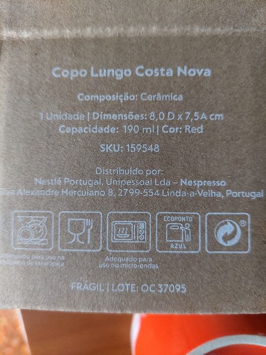 Copo Lungo Costa Nova Nespresso