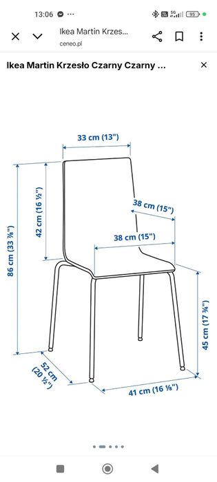 Czarne, drewniane krzesła z metalowym stelażem MARTIN  IKEA