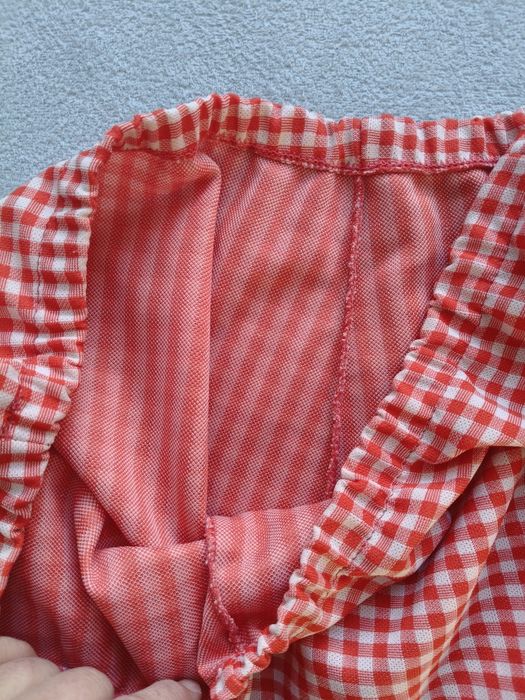 Vintage spodnie w pomarańczowo-białą kratkę PRL ²²⁵