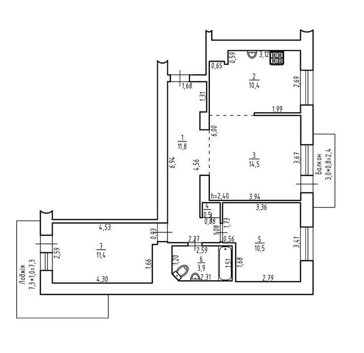 Трьохкімнатна квартира з сучасним ремонтом
