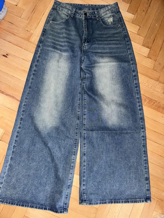 Широкі джинси синьо сірі