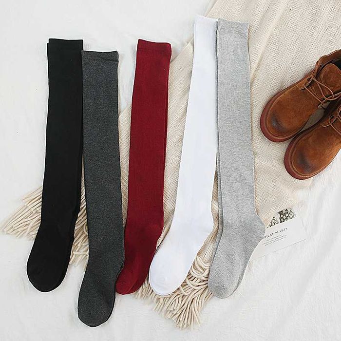 Панчохи бавовняні чорні однотонні гольфи високі прості гетри заколінки