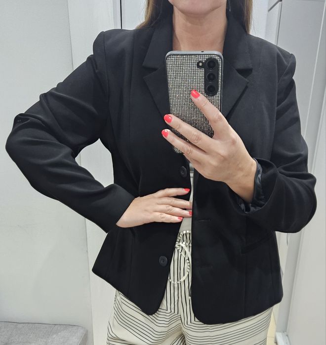 Czarny klasyczny prosty żakiet marynarka Nicole 42 L-xl