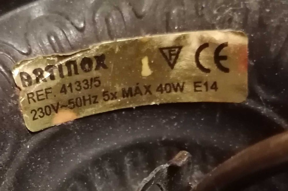 Candeeiro antigo 5 lâmpadas