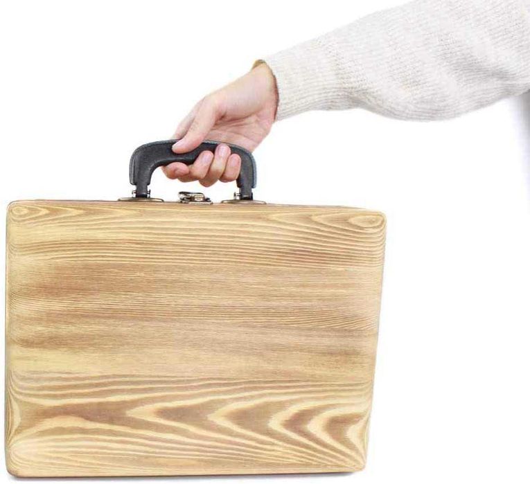 Gira discos mala em madeira Bluetooth e USB Giradiscos