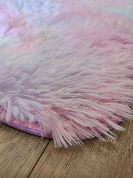 Nowy tęczowy dywan puszysty 80x120