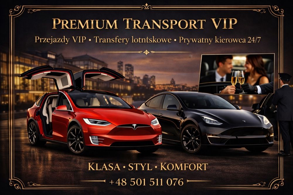 Transfer lotnisko, Przewóz osób, Transport VIP,  Kierowca 24/7