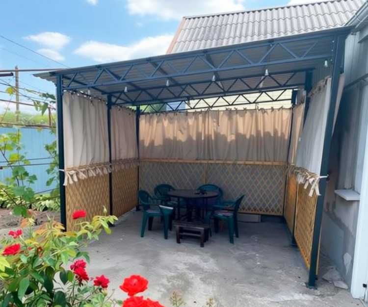 Альтанка навіс односхилий металевий каркас 3x3м