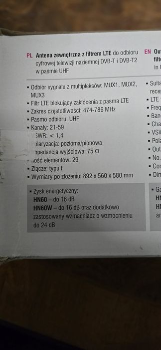Antena zewnętrzna uhf