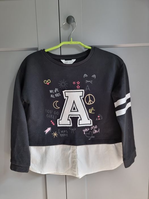 2w1 bluza czarna i koszula H&M 134/140 cm 8-10 lat wiosna