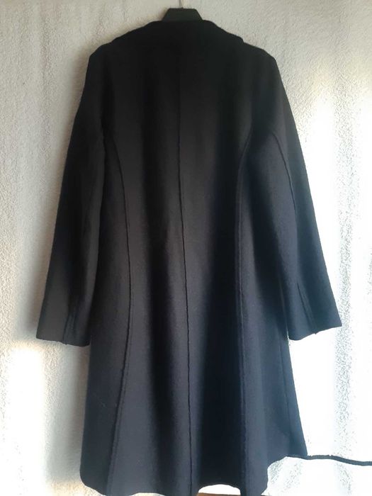 Czarny cienki płaszcz, 100% wełna, Passport, r. M/L