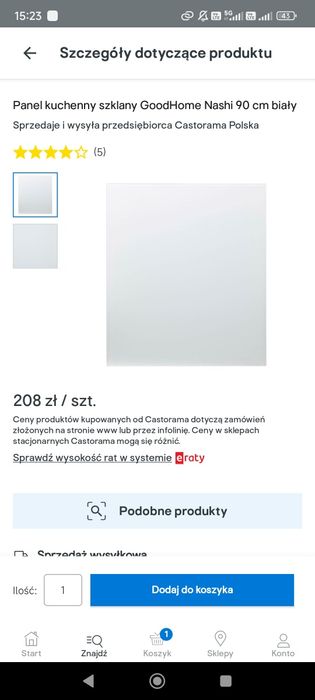 Panel kuchenny szklany goodhome nashi 90cm biały