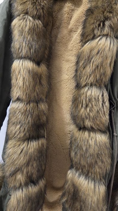 Parka khaki ocieplana futerko