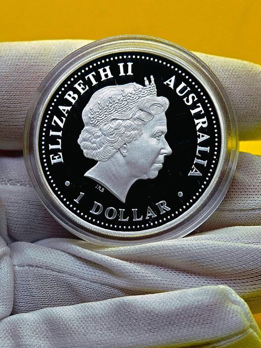 УНЦІЯ СРІБЛА. 1$ Мельбрун. Пруф. Сертифікат. Проба 999