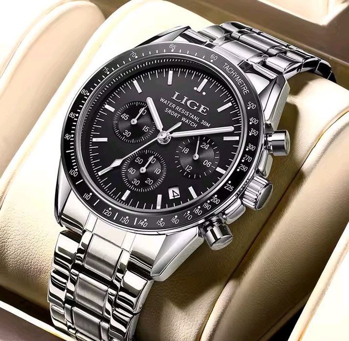 Кварцовий чоловічий годинник Lige. Мілітарі. Спорт Японський механізм