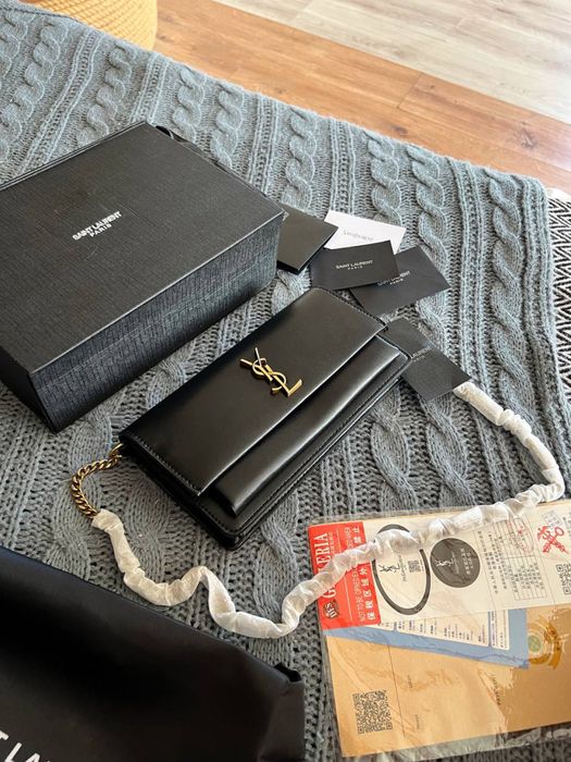 Сумка клатч YSL Yves Saint Laurent чорна, біла