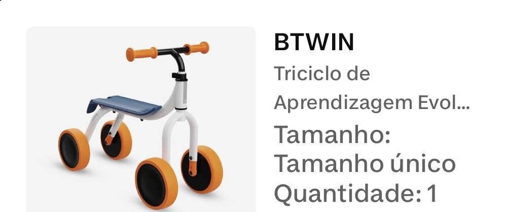 Triciclo de aprendizagem evolutivo 2 em1 1-3 anos