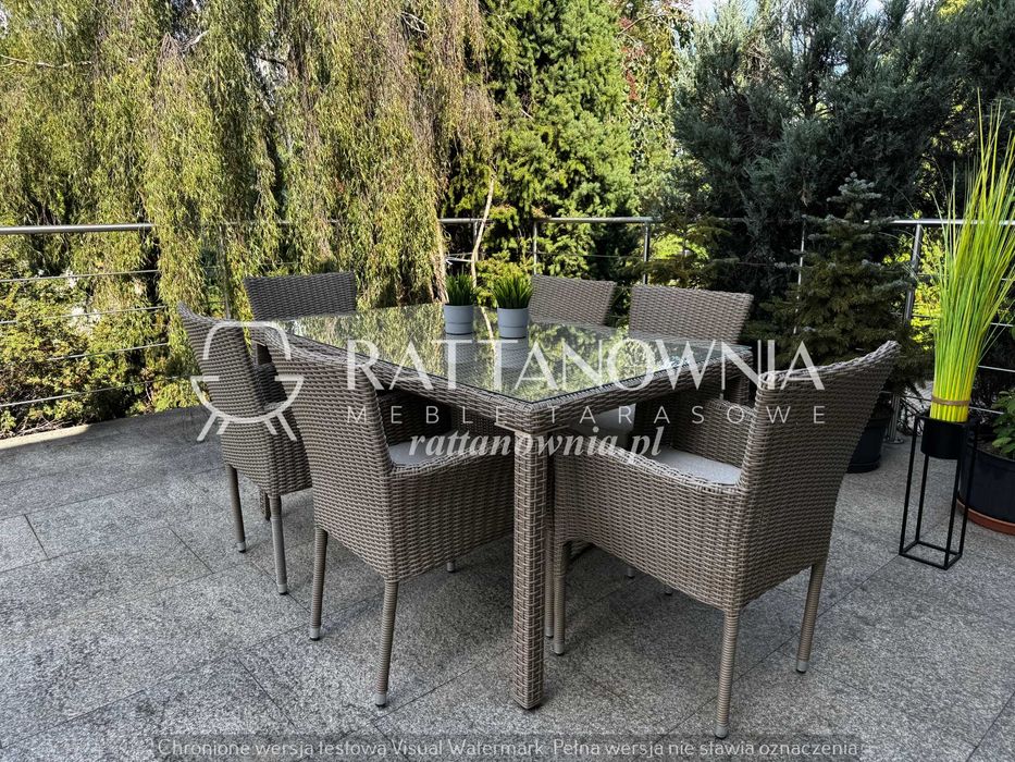 OUTLET! Zestaw Ogrodowy Jadalniany Technorattanowy 6-Osobowy Beżowy