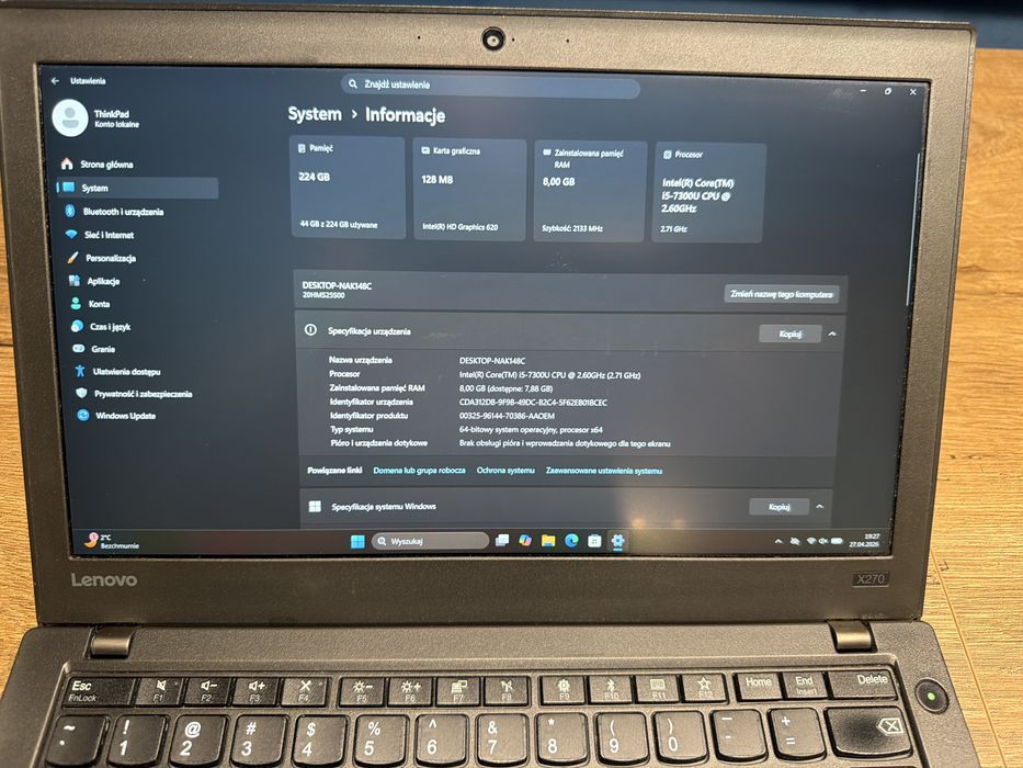 Lenovo ThinkPad x270 i5 7 gen 8/240GB FHD