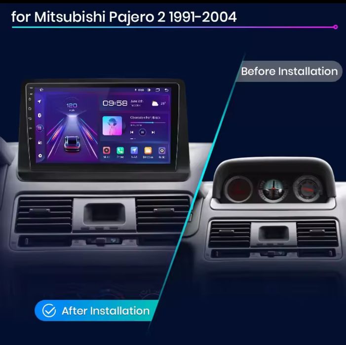 Rádio 9" Android Mitsubishi Pajero de 1991 a 2014 Carplay GPS 2/32GB