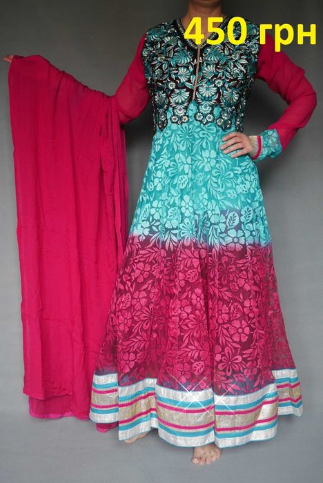 размер 48 Индийский восточный костюм, пенджаби, сари индийское