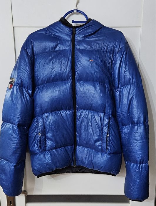 Tommy Hilfiger L kurtka puchowa niebieska piekna 100% org Usa